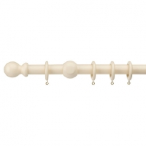 Universal Wooden Curtain Pole - Cream 28mm x 2.4m