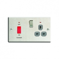 Wickes  Wickes 45A Cooker Switch & 13A Socket Brushed Steel Raised P