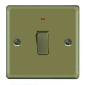 20A Light Switch + LED 1 Gang Pearl Nickel Raised Plate