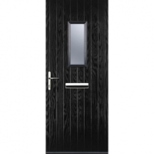 Wickes  Euramax 1 Square Black Right Hand Composite Door 840mm x 210