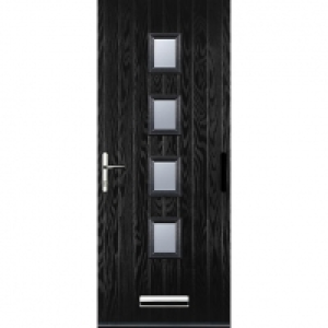 Wickes  Euramax 4 Square Black Right Hand Composite Door 880mm x 210