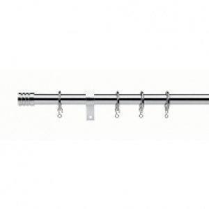 Universal Curtain Pole with Stud Finials - Chrome 28mm x 3m