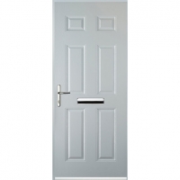 Wickes  Euramax 6 Panel White Right Hand Composite Door 880mm x 2100