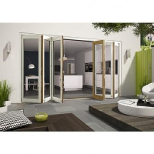 Wickes Cairo External Aliminium-clad Oak Bi-fold Door White