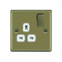 Wickes  Wickes 13A Switched Socket 1 Gang Pearl Nickel Raised Plate