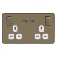 Wickes  Wickes 13A Switched Socket + USB Charger 2 Gang Pearl Nickel
