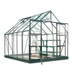 Halls Green Aluminium Apex Greenhouse with Steel Bass - 8 x