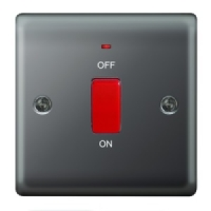 45A Cooker Switch 1 Gang Black Nickel Raised Plate