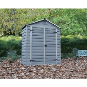 Palram Skylight Double Door Plastic Shed Grey - 6 x 3 ft