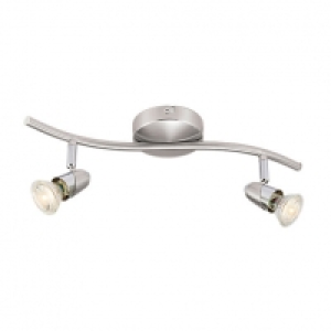 Wickes  Wickes Bullet LED Brushed Chrome 2 Bar Spotlight - 2 x 3.5W