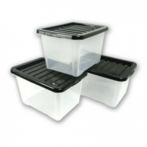 Poundstretcher  28L STORAGE BOXES 3PK