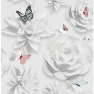 Graham & Brown Superfresco Easy White Origami Florals Decora