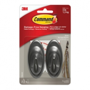 Command Terrace Hooks Slate 2 Pack £3.99