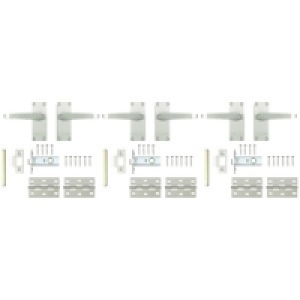 Wickes Toronto Triple Latch Handle Set Satin Nickel 3 Pack