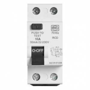 MK 30mA RCD Double Pole Two Module Circuit Breaker - 16A 6KA