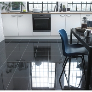Wickes Polished Granite Black Natural Stone Floor Tile 305 x &pound;18.60