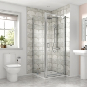 Wickes Square Pivot Semi Frameless Shower Enclosure - Chrome