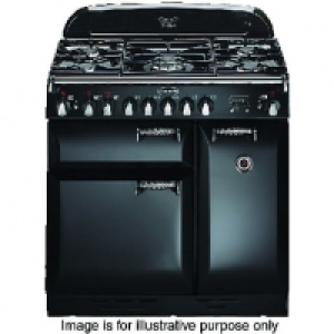 Rangemaster Elan 90 Dual Fuel Range Cooker - Black with Chro