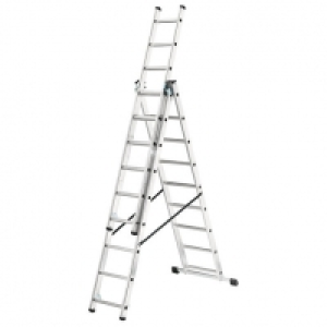 Hailo 9 Rung Combination Ladder with Stabiliser Bar - Max He