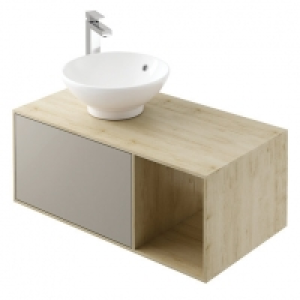 Wickes Eli Oak & Stone Grey Wall Hung Wall Unit - 900 mm