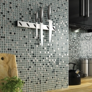 Wickes Glitter Black & White Glass Mix Mosaic Tile 330 x 308