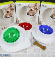 InExcess  Dog & Cat Bowl Green, Red & Blue Fellip Natti Collection Hig