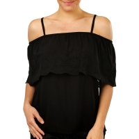 BigW  B Collection Womens Embroidered Off Shoulder Top - Black
