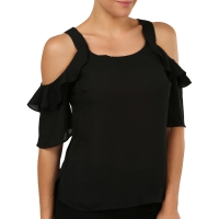 BigW  B Collection Womens Ruffle Cold Shoulder Top - Black