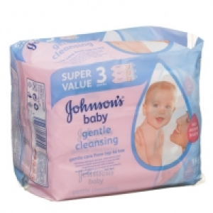Johnsons Baby Wipes 56s 3pk &pound;1.49