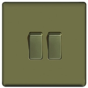 10AX Light Switch 2 Gang 2 Way Pearl Nickel Screwless Flat P £14.49