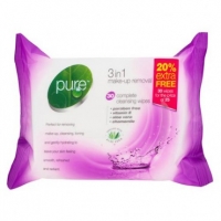 Poundland  Pure 3 In 1 Make Up Wipes 30s