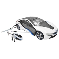 QDStores  BMW i8 1/14 Scale Car & Helicopter Remote Control Toy Set Ba