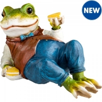 JTF  Frog with Cake Garden Ornament