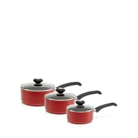 Debenhams  Home Collection Basics - Set of three red non stick saucepan