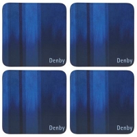 Debenhams  Denby - Pack of 4 blue striped coasters