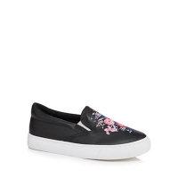 Debenhams  bluezoo - Girls black floral embroidered slip on trainers
