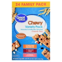 Walmart  Great Value Chewy Granola Bars, Variety Pack, 20.3 oz, 24 Co