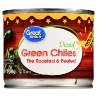Walmart  Great Value Chopped Diced Green Chiles, Fire Roasted and Pee