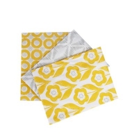 Debenhams  Home Collection Basics - Set of three yellow printed tea tow