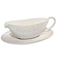 Debenhams  Denby - White Monsoon Lucille sauce jug and stand