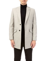 Debenhams  Burton - Light grey faux wool overcoat