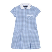 Debenhams  Debenhams - Girls blue gingham print zip neck school dress