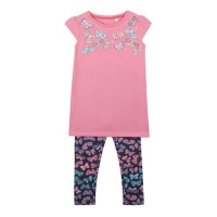 Debenhams  bluezoo - Girls pink butterfly print top and leggings set