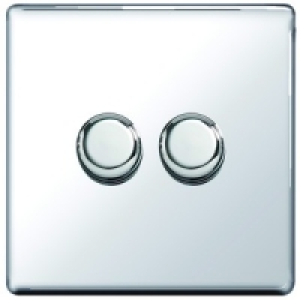 Dimmer Switch 2 Gang 2 Way 400W Polished Chrome Screwless Fl £26.99