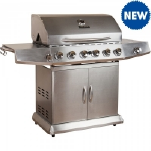 JTF  Rhyno 6 Burner Gas BBQ & Side Burner S Steel