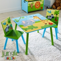 HomeBargains  Jungle Friends: Wooden Table & Chairs Set
